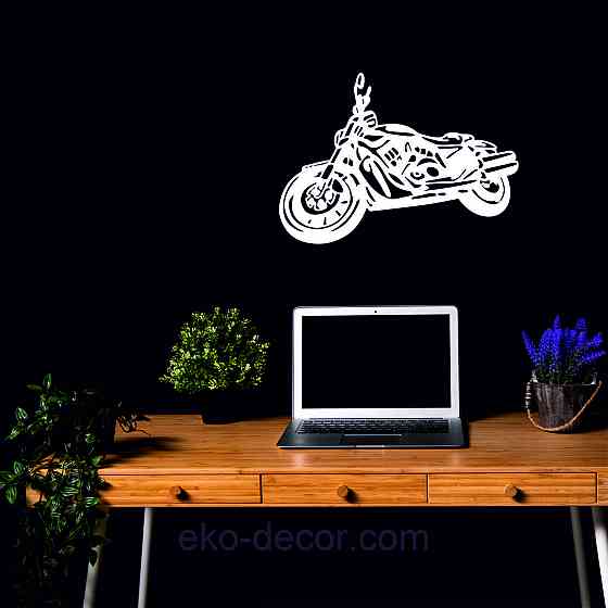 Декоративне настінне Панно «Мотоцикл» Декор на стіну 50*35 см, Білий Київ