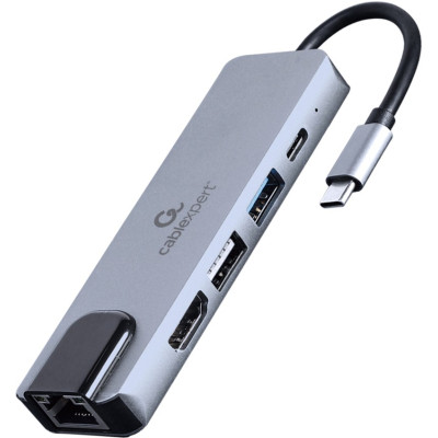 Концентратор Cablexpert USB-C 5-in-1 (hub/HDMI/PD/LAN) (A-CM-COMBO5-04) Вінниця - фото 1