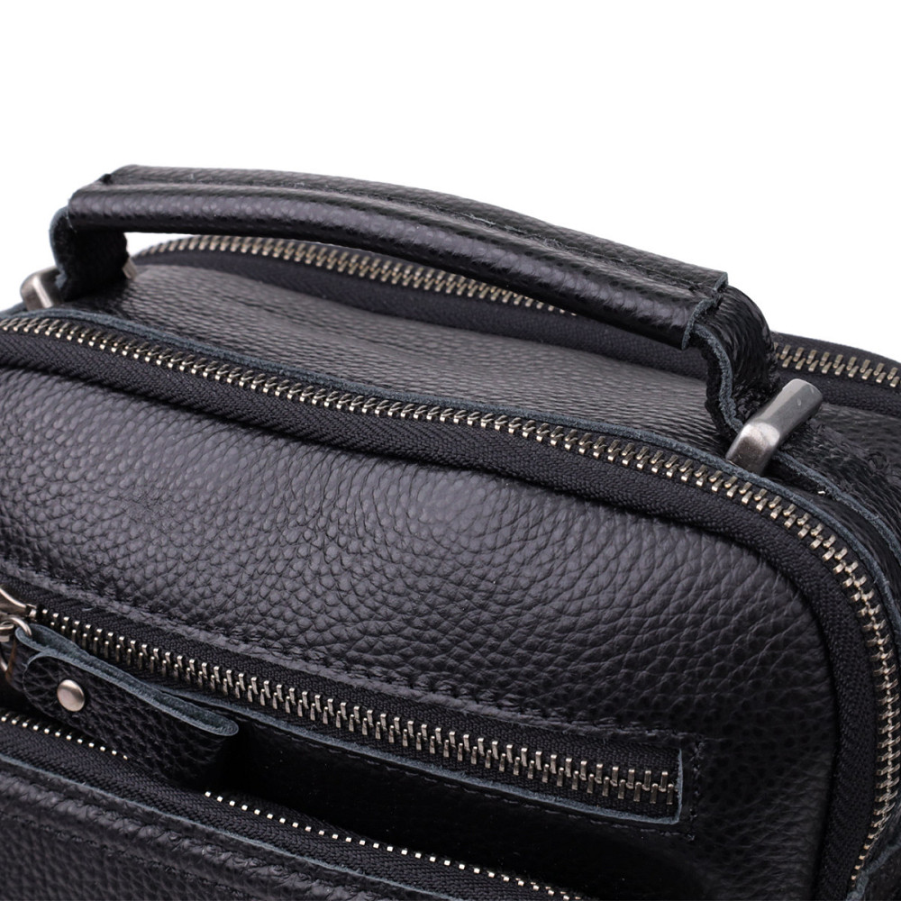 Ділова чоловіча сумка з ручкою для перенесення в руці з натуральної шкіри Vintage 23034 Чорний Київ - фото 7