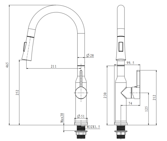 Змішувач для кухні з висувним виливом Mixxus Premium PULL 014 GRAPHITE   ( MI6959 ) 39316 Харьков