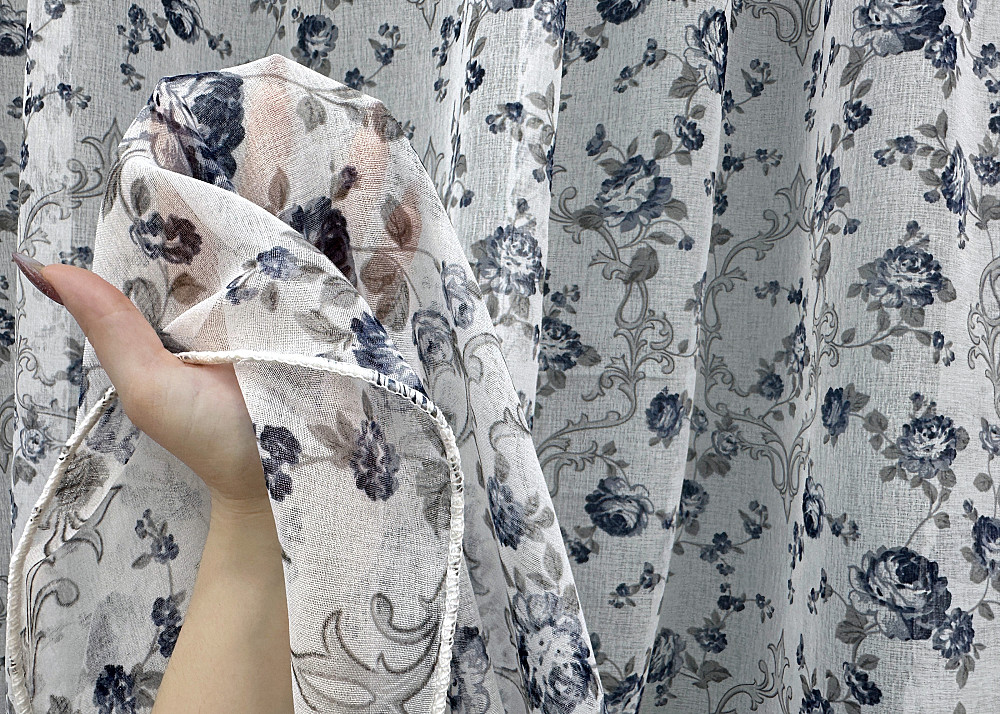 Тюль VR-Textil 416т Flora Батист Білий з сіро-блакитним 500х270 см (42-0828) Київ - фото 12