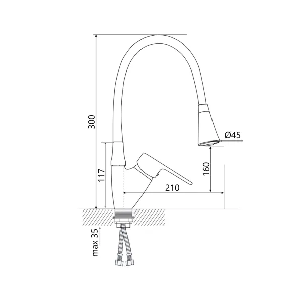 Змішувач для кухні Lidz Tani 008F3 з гнучким виливом (k40) LDTAN008F3BCR39484 BCR Київ