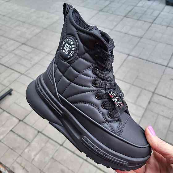 Детские черные зимние ботинки для девочек  32,33,34,35 маломерки Николаев