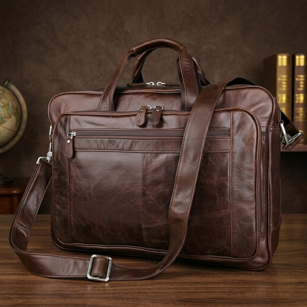 Сумка мужская Vintage 14371 для ноутбука 17 дюймов Коричневая Киев - изображение 11