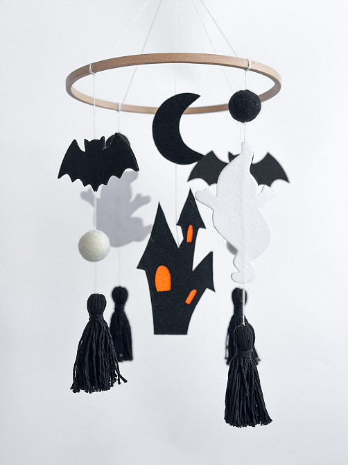 Дитячий музичний мобіль на ліжечко для немовлят WooolyWool «Хеловін» з 35 мелодіями Київ - фото 2