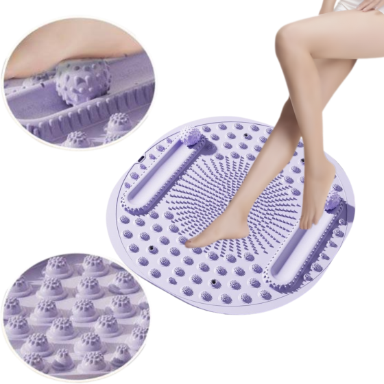 Килимок для масажу ніг круглий 55х55 см акупунктурний масажний для: йоги, стоп акупунктурних точок і тіла, фіолетовий Кам'янець-Подільський