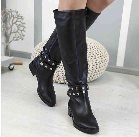 Nivelle Красиві жіночі зимові чоботи шкіряні на низькому ходу чорні на хутрі 5466/2517 р. 39, 4 Коломия