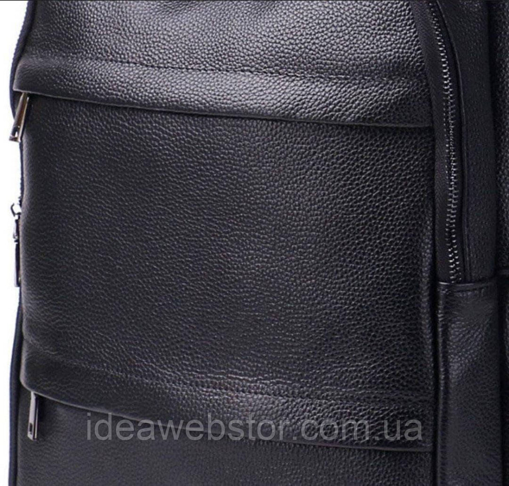 Повседневный мужской рюкзак из натуральной кожи черный современный портфель отличное качество Tiding Bag Киев - изображение 6