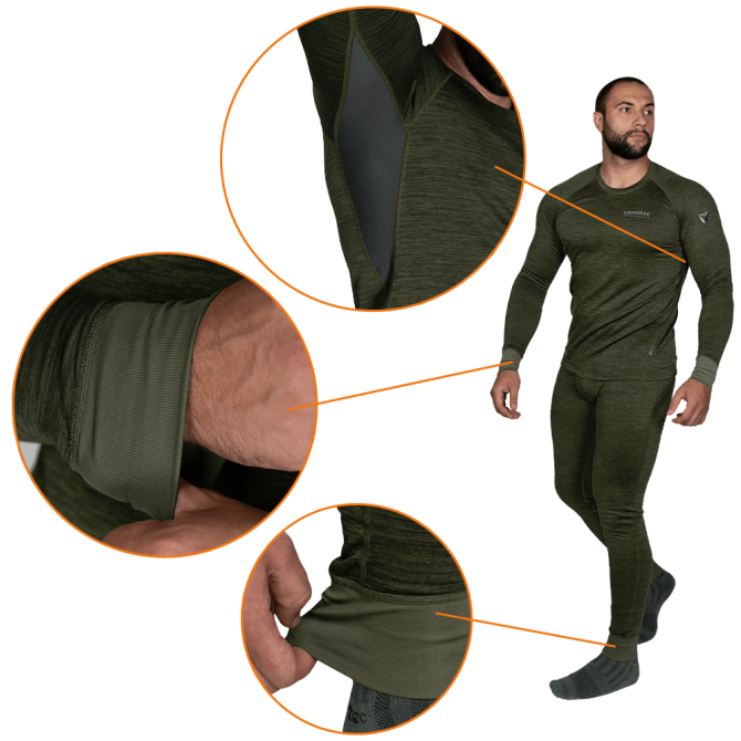 Чоловіча термобілизна (костюм) Polarheat QS Pro 2.0 на флісі (Оливковий меланж) розмір M Вінниця - фото 5