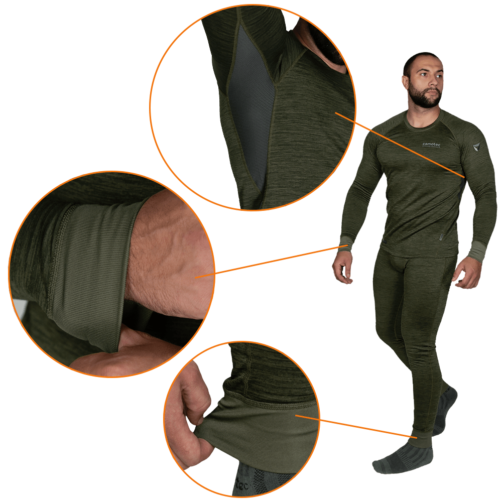 Чоловіча термобілизна (костюм) Polarheat QS Pro 2.0 на флісі (Оливковий меланж) розмір M Вінниця - фото 5