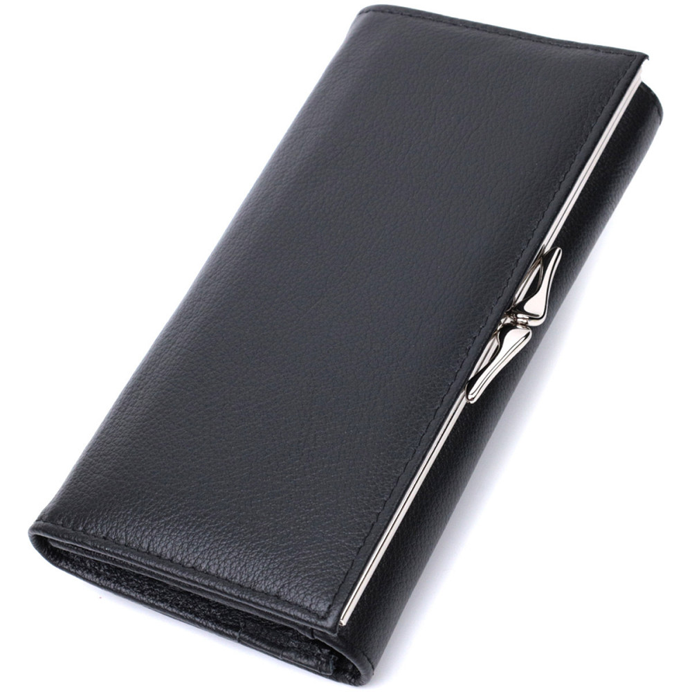 Добротное женское портмоне с карманом для монет из натуральной кожи ST Leather 22691 Черный Киев - изображение 2
