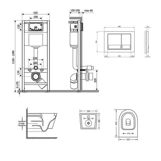 Готове рішення Qtap для ванної кімнати: підвісний унітаз Swan Ultra Quiet 485x360x320 + комплект інсталяції Nest 4 в 1 Київ