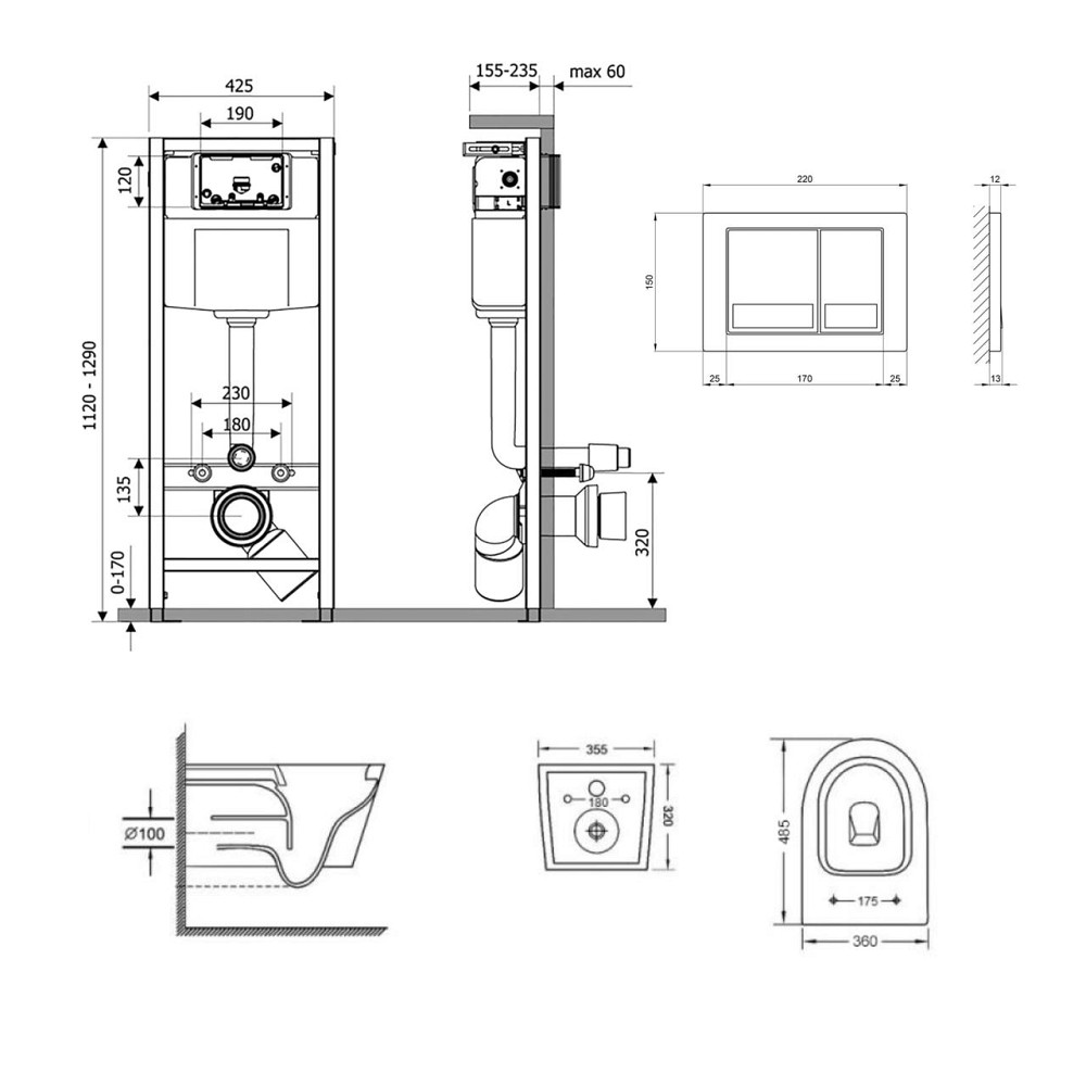 Готове рішення Qtap для ванної кімнати: підвісний унітаз Swan Ultra Quiet 485x360x320 + комплект інсталяції Nest 4 в 1 Київ - фото 2
