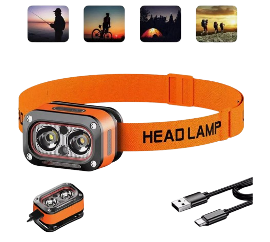 Налобний ліхтар PL-184, YD-08, холодне, тепле, червоне світло, ЗУ Type-C, сенсор Дніпро