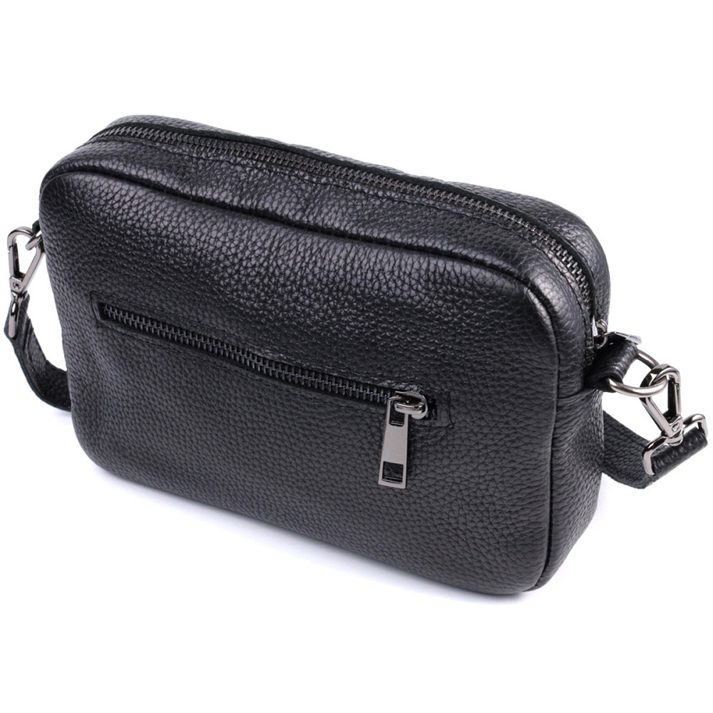 Классическая сумка кросс-боди из зернистой натуральной кожи Shvigel 22842 Черная Киев - изображение 2