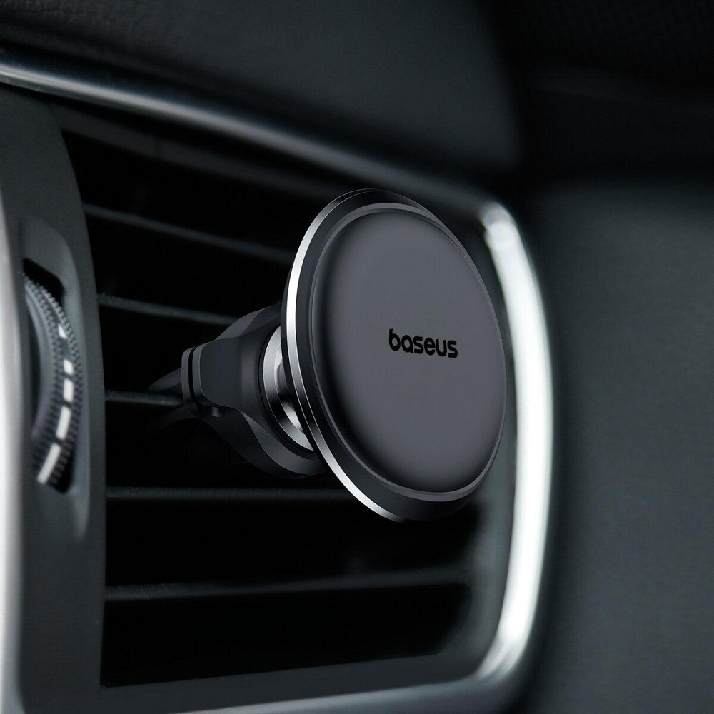 Тримач для мобiльного Baseus Magnetic Air Vent Car Mount Holder with cable clip Black Ковель - фото 8