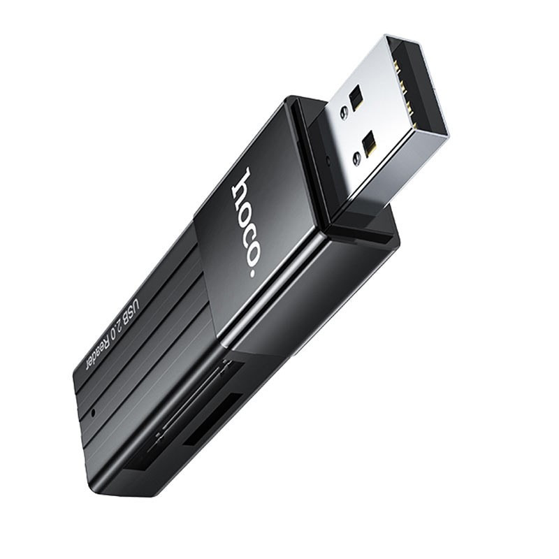 USB-хаб HOCO HB20 Mindful 2-in-1card reader(USB2.0) Black Киев - изображение 1