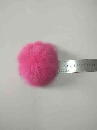 Хутряний бубон на шапку з кролика 7-8 см Малиновий Харків