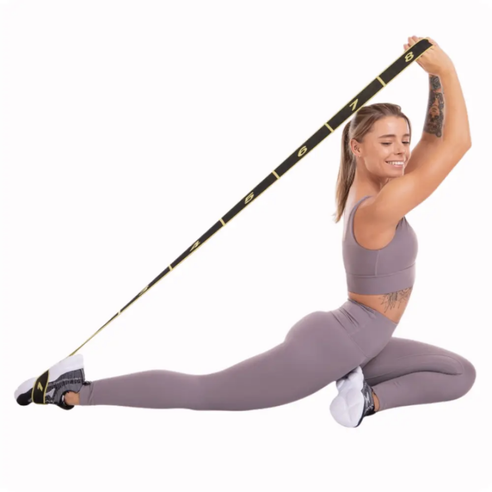 Резинка для фітнесу з петлями Queenfit 86,5 х 4см чорно-жовта Київ - фото 8
