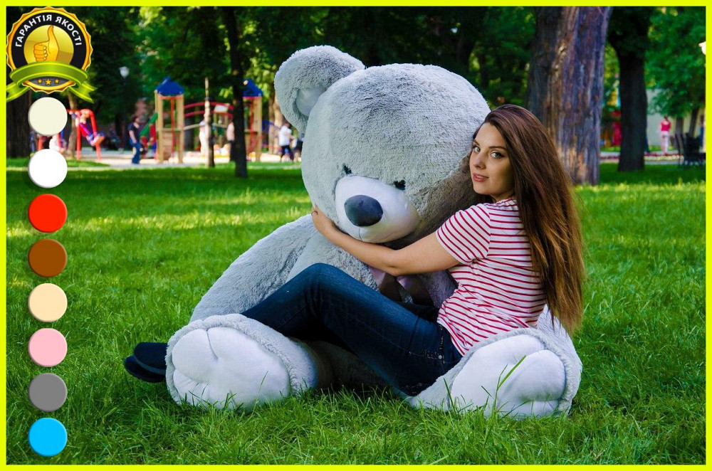 М'яка  іграшка подарунок на 8 березня плюшевий ведмедик Томии 180 см Сірий Тернопіль - фото 2