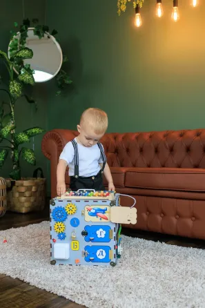 Бізікуб 30*30*30 Сірий дитячий куб Бізікуб для хлопчика Бізіборд Київ