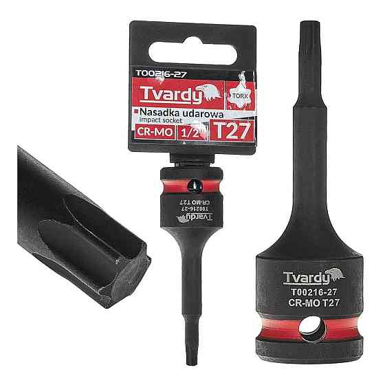 Головка ударна "Tvardy" з хром-молібденової сталі (Cr-Mo)  1/2"  Torx T27 довжиною  77мм Київ
