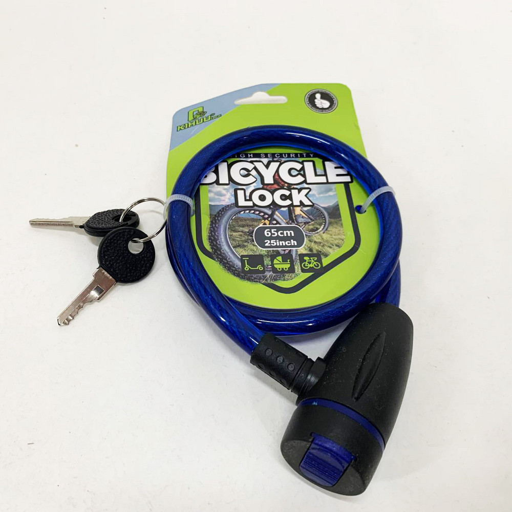 Замок велосипедний KIHUU LOCK 187, 10*65 тросовий, 2 ключі. Колір: синій NS-99 Львів - фото 4