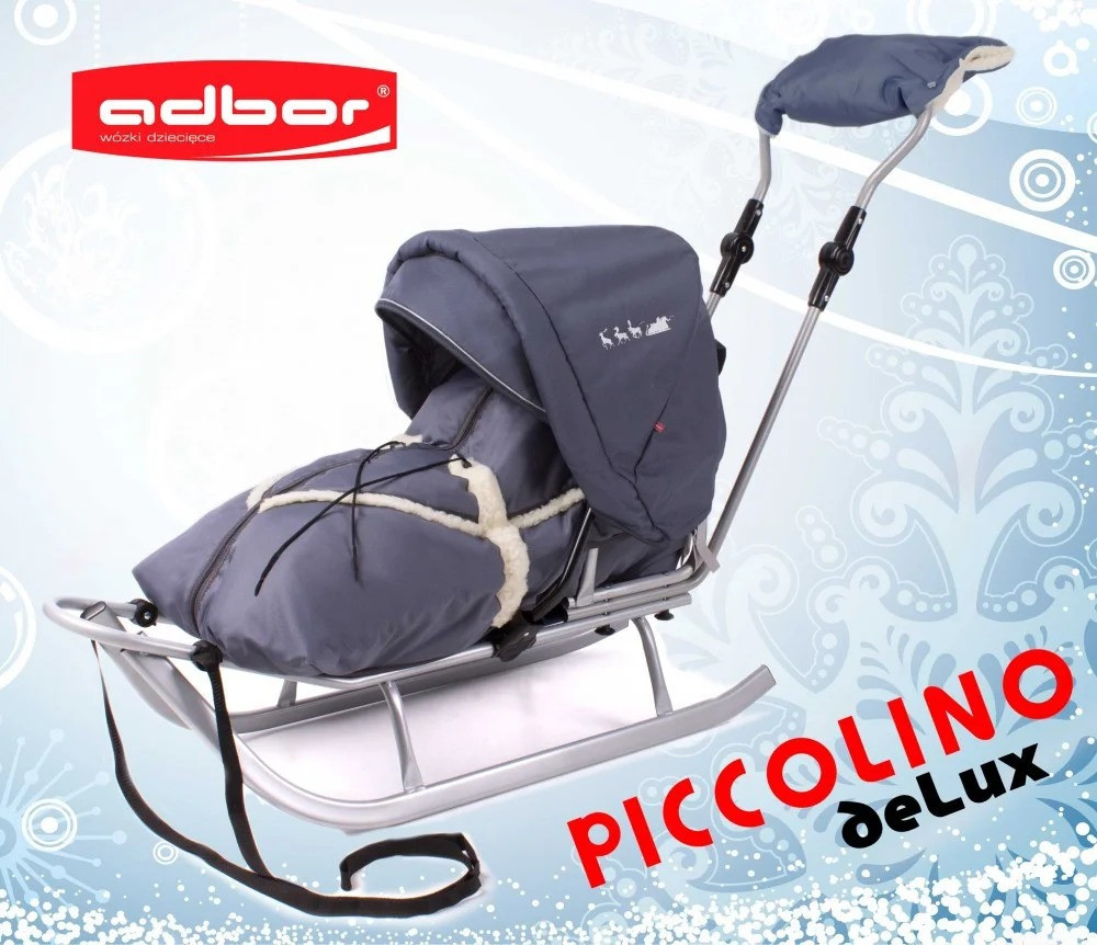 Санки детские Adbor Piccolino deLux с ручкой полный комплект (конверт, капюшон, муфта, подножки) Киев - изображение 3