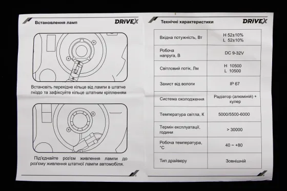 Лампа диодная   H7 12-24В 12000лм/6000К/52Вт/CSP3570 DriveX с кулером +CAN-модуль Винница