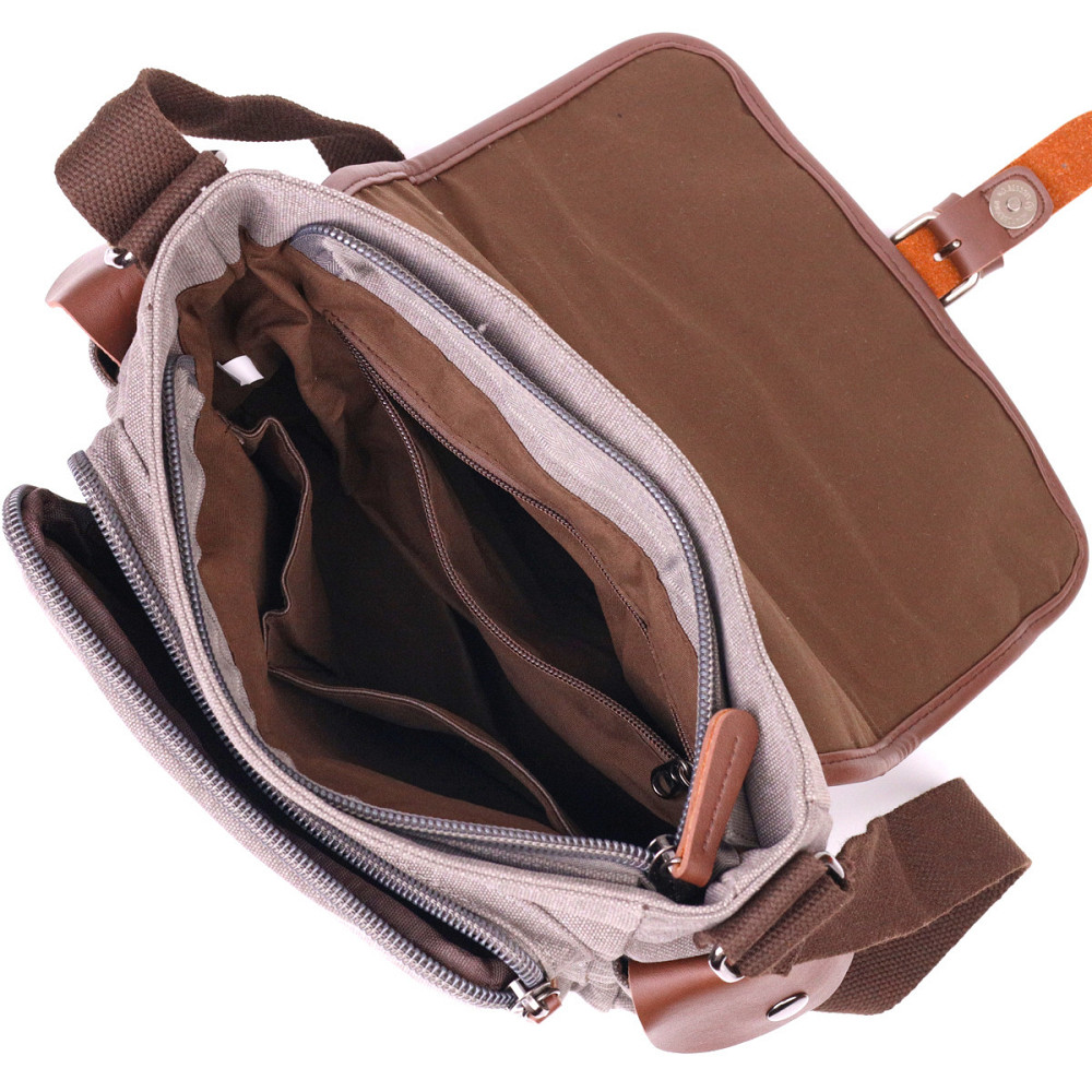 Практична горизонтальна чоловіча сумка з текстилю 21248 Vintage Сіра Київ - фото 7