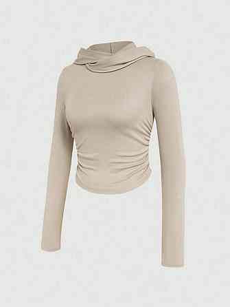 Жіноча стильна повсякденна кофта термо з капюшоном пуму лакосту Бежевий Одеса