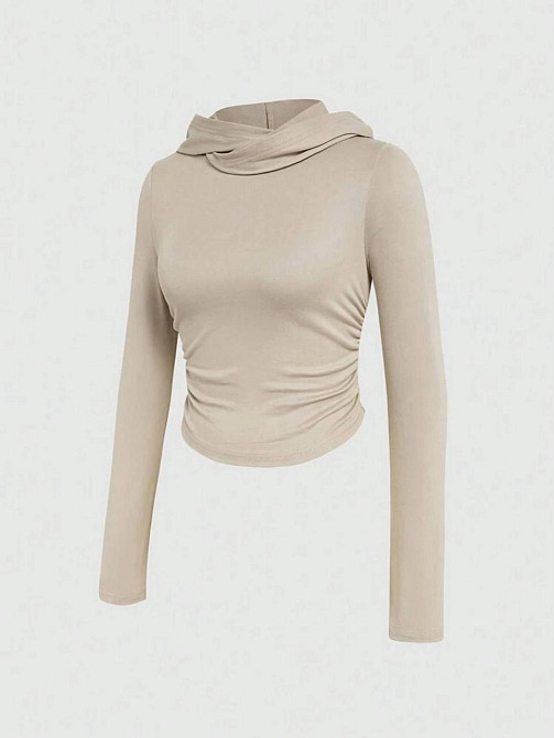 Жіноча стильна повсякденна кофта термо з капюшоном пуму лакосту Бежевий Одеса - фото 2