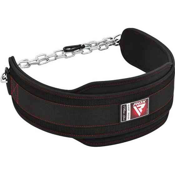 Пояс для обтяжень з цепом RDX T7 Dipping Belt 2 Layer неопреновий Black Кам'янське
