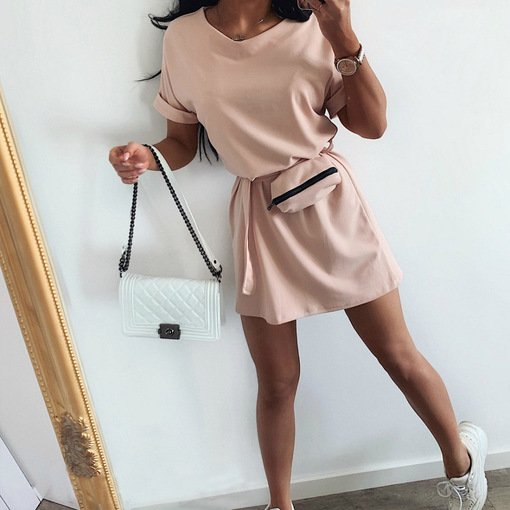 Женское летнее платье с сумочкой на поясе 