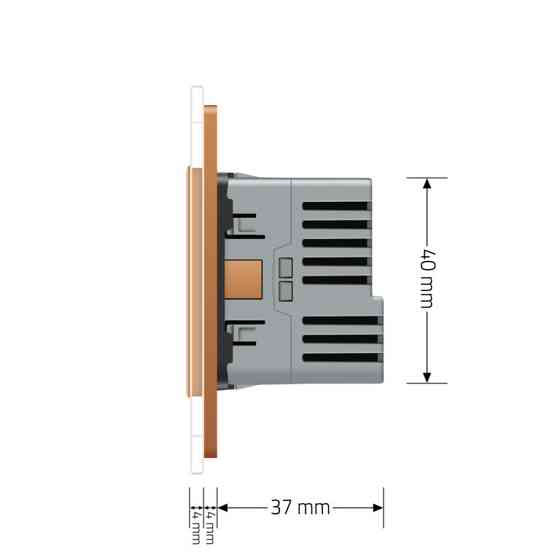 Електрична розетка з USB Type-C 18Вт для зарядки, з заземленням, LIVOLO, золота, скляна рамка, 250В 16А (VL-C7CTF16A.UC18W-2AP) Коломыя