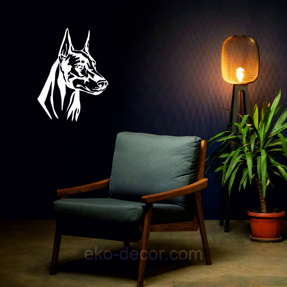 Декоративне настінне Панно «Доберман», Декор на стіну 50*38 см, Білий Київ - фото 3