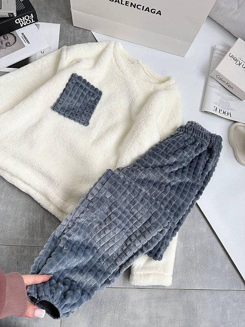 Женская теплая домашняя пижама махра+ махра фактурная Одесса - изображение 3