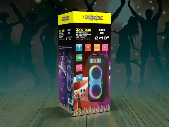 Акустическая портативная колонка ZXX-5550 100Вт Bluetooth/FM/USB/TF/TWS/LED/2 микрофона караоке Одесса - изображение 5