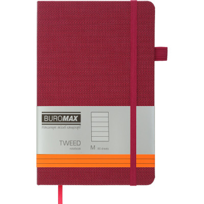 Книга записна Buromax Tweed 125x195 мм 96 аркушів в лінію обкладинка зі штучної шкіри Бордова (BM.291263-13) Вінниця - фото 1