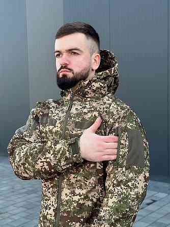 Мужская куртка Soft Shell демисезонная военная куртка хищник весенняя летняя куртка с капюшоном для зсу    WAR Львов