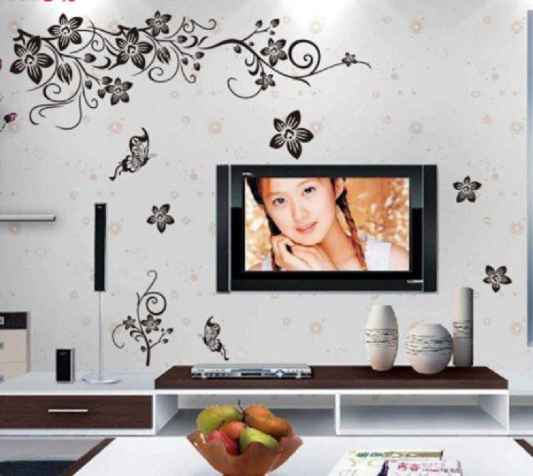 Наклейки интерьерные с цветами и бабочками 50 на 70 см черный Киев - изображение 2