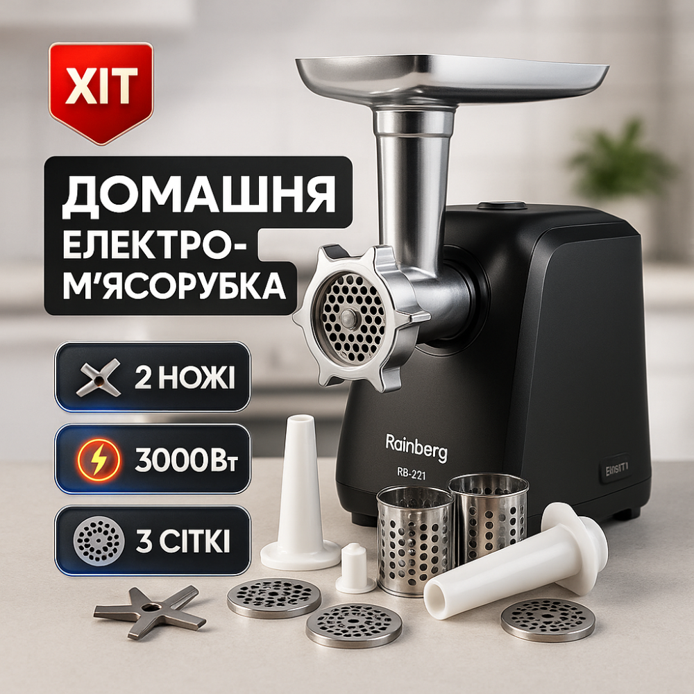 Електром'ясорубка з насадками для овочів, М'ясорубка 3 в 1 Електрична м'з високою потужністю EY-46 Львів - фото 16