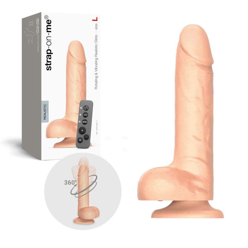 Фалоімітатор з вібрацією і ротацією Strap-On-Me Rotating & Vibrating Realistic Dildo - L - Vanilla Sex Aura Київ - фото 1