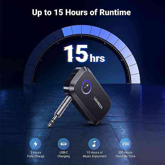 Bluetooth 5.3 приймач UGreen CM596 з AUX-виходом, мікрофоном для автомагнітол, дом.театров 90748 Николаев