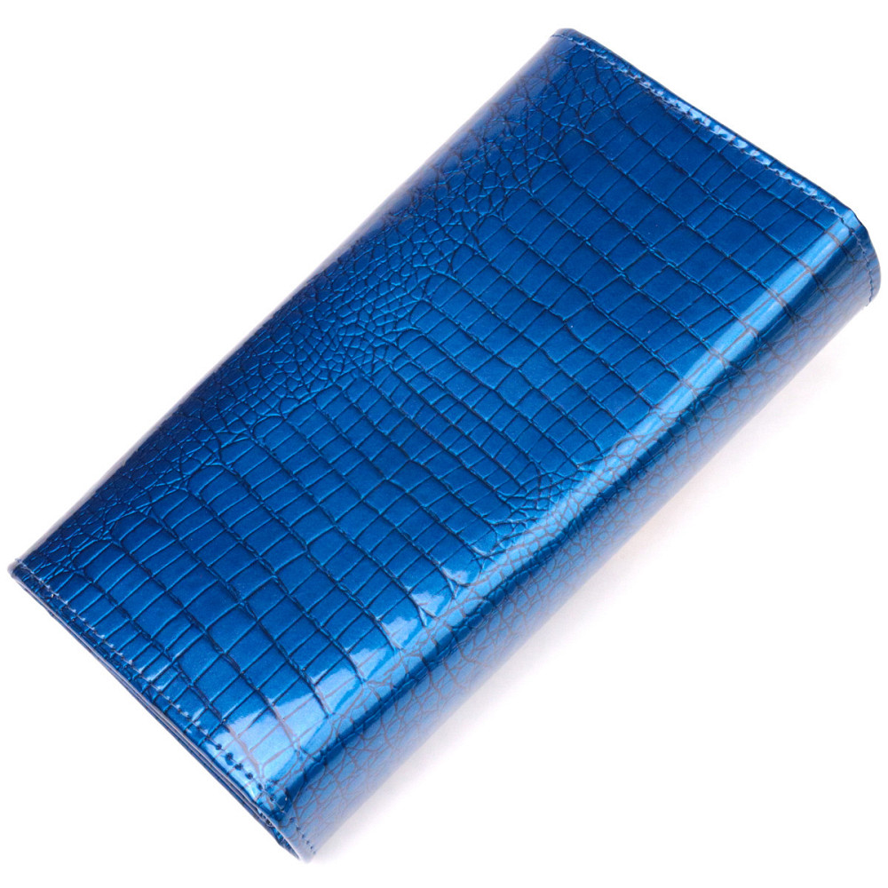 Стильный женский кошелек из лакированной кожи с визитницей Синий (ST Leather) Киев - изображение 6