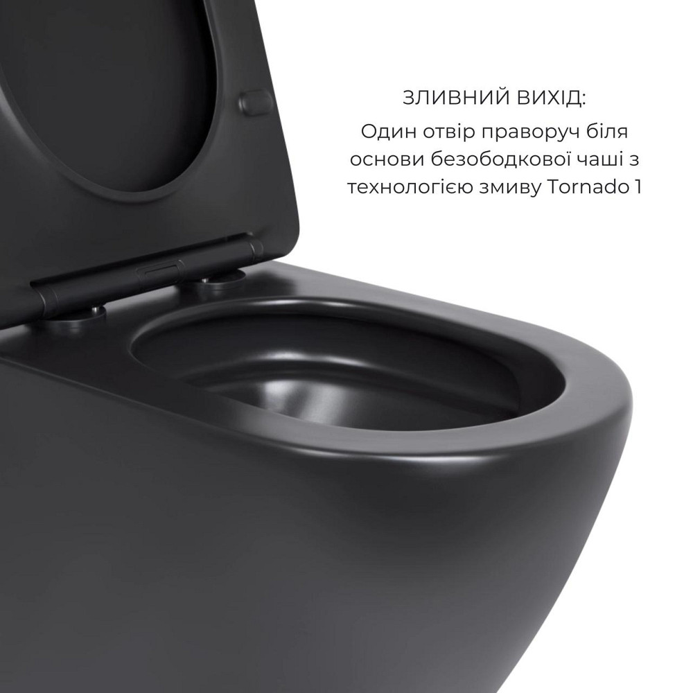 Комплект Qtap Robin Matt Black 2 в 1: унитаз подвесной Ultra Quiet QT13332381АSMB + биде подвесное QT1355046FMB Киев - изображение 12
