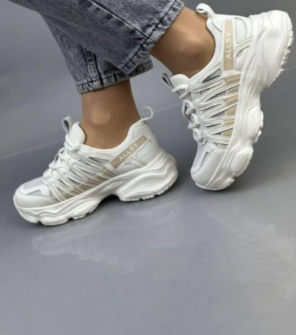 ALLSY Кроссовки женские ALLSY белые натуральная кожа + замша р. 36-41 подошва 3/5 см (25126-5) Київ - фото 5
