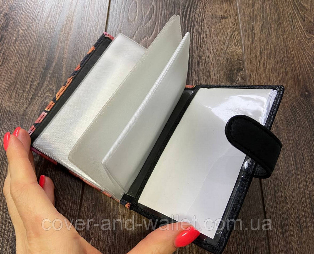 Женская кожаная обложка на авто документы с принтом цветы Mario Veronni Киев - изображение 4