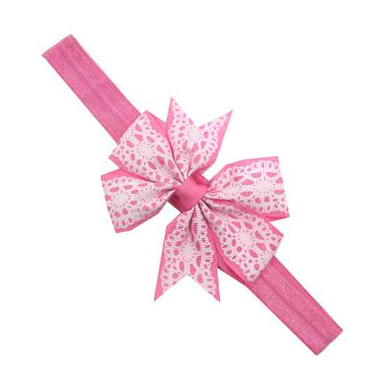 Дитяча пов'язка з мереживним принтом на голову one size рожево-білий Київ