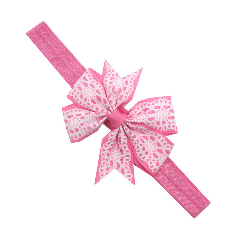 Детская повязка с кружевным принтом на голову one size розово-белый Киев - изображение 1